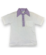 Vtg 70s JC Penney Towncraft Purple/White Polyester Polo Shirt Sz Small 3... - £22.19 GBP