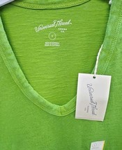  Women's Small- Wheatgrass Green Short Sleeve Cotton V Neck T Shirt Top image 4