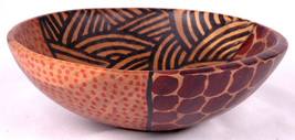 Wooden Bowl-7&quot;-Animal Print-Solid Wood-Hand Carved / Painted - £18.37 GBP