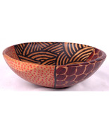 Wooden Bowl-7&quot;-Animal Print-Solid Wood-Hand Carved / Painted - $31.83 CAD