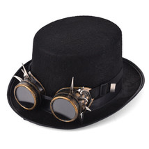 Steampunk Rivet Glasses Top Hat Goth Punk Magic Hat Retro Clothing Acces... - $20.26