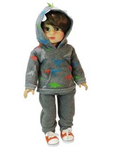 Doll Outfit Sweatpants Dinosaur Hoodie Sweatshirt fits American Girl 18in Dolls - $12.86