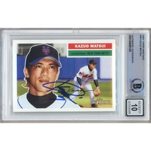 Kazuo Matsui New York Mets Signed 2005 Topps Heritage Card #28 BGS Auto 10 Slab - £79.00 GBP