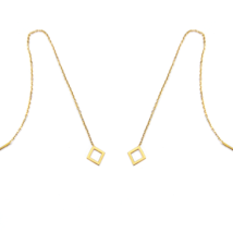 14K 9K Gold Rhombus Threader Earrings Long Chain Diamond Geometric Ear T... - £92.27 GBP+