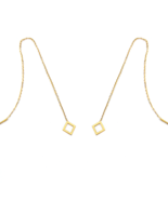 14K 9K Gold Rhombus Threader Earrings Long Chain Diamond Geometric Ear T... - £92.50 GBP+