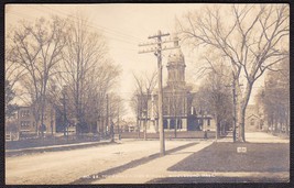 Middleboro, MA Pre-1920 RPPC Town Hall &amp; High School Real Photo Postcard - £15.73 GBP