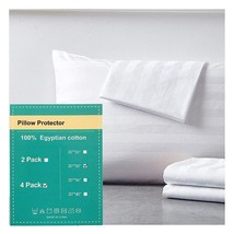 100% Egyptian Cotton King Pillow Protectors Set Of 4,400 Thread Count Sateen Wea - £32.57 GBP