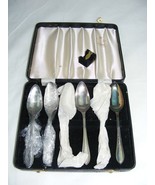Vintage 1940s Viners Sheffield England Set of 6 Silverplate Spoons Leath... - €74,20 EUR