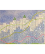 Stock Market Landscape Original Acrylic Painting, 11 x 14&quot; Signed By Artist - £85.43 GBP