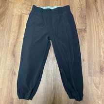 Ivivva Girls Black Cropped Stretch Nylon Jogger Pants Size 12 Pockets Side Panel - £25.32 GBP