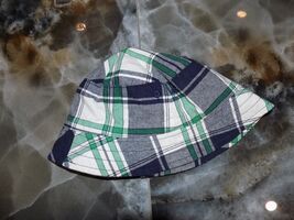 Janie and Jack Layette Green/Blue/White Plaid Bucket Hat Size 6/12 Months - $10.80