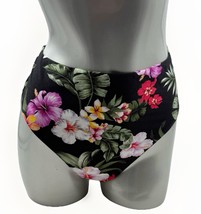 Bar III Bikini Swimsuit Bottoms Sz Medium Black Red Green Floral High Wa... - $374.41 MXN
