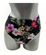 Bar III Bikini Swimsuit Bottoms Sz Medium Black Red Green Floral High Wa... - $363.83 MXN