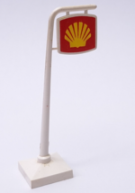 Lego Vintage Gas Station Sign Pole White Printed SHELL Logo Red Yellow - $17.61 Lego Vintage Gas Station Sign Pole White Printed SHELL Logo Red Yellow - $17.61
