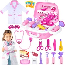 Kids Doctor Kit For Girls, Pink Doctors Kit For Kids 22 Pieces Doctor Play Gift  - £36.61 GBP