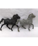 (2) Vintage 1950s Lido Horse And Saddle Plastic Figure Toys Black Gray 3&quot; - €16,14 EUR