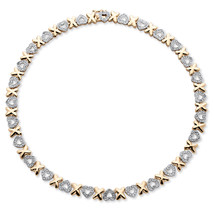 PalmBeach Jewelry Genuine Diamond Gold-Plated Hearts and Kisses Necklace 17&quot; - £79.12 GBP