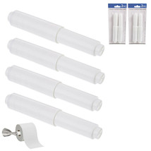 4 Pc White Toilet Paper Rollers Holder Spring Loaded Bathroom Roll Replacement - £16.77 GBP