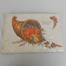 Graceline Embossed Placemats Thanksgiving Cornocopia Blessings Vintage FLAWED - £7.66 GBP