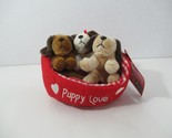 USPS stamps plush red 3 small dogs in red checked bed basket Puppy love ... - $15.58