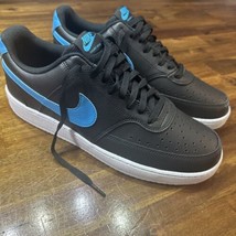 Nike Court Vision Shoes Mens 11.5 Black Blue Swoosh Sneakers DH2987 Low NN - $46.74