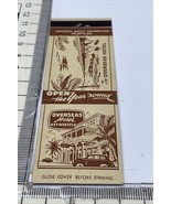 Matchbook Cover  Overseas Hotel  Key West, Fl  Open Year Round   Unstruc... - $231.00 MXN