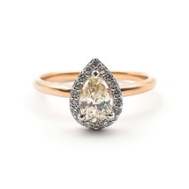 18k rose gold pear shaped diamond engagement ring/Yellow diamond wedding ring - £1,918.45 GBP