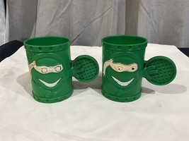 Lot Of 2 Vintage 1991 Teenage Mutant Ninja Turtles Plastic Green Mugs Cu... - $293.41 MXN