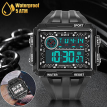 Fashion Men&#39;S Led Sports Waterproof Watch Large Digital Multifunction Wr... - £18.87 GBP