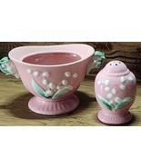 Vintage Lily Of The Valley Japan Pink Sugar Bowl &amp; Single Salt Or Pepper... - £10.63 GBP