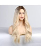 EMMOR Long Blonde Wigs for Women Ombre Platinum Synthetic Curly Lace wig Dark... - £17.00 GBP
