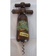 Vintage Wooden Corkscrew Bottle Opener Strasbourg Stork On Nest - $25.96 CAD