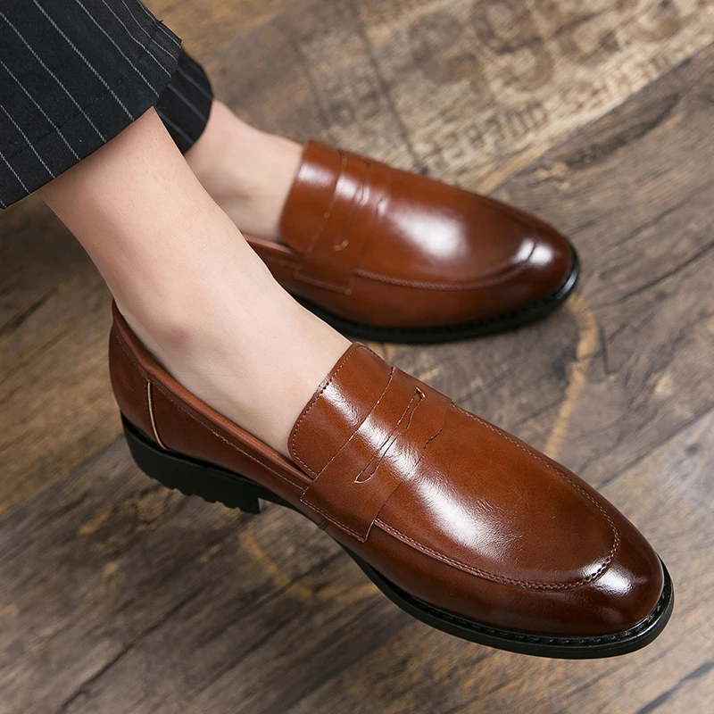 Evening Dress Men Shoes High Quality Black New Stylish Design Slip-on Shoes Casu - £53.67 GBP