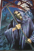 Gothic Creepy GRIM REAPER w/SICKLE Skull Wall Grabber Cling Halloween Decoration - £3.74 GBP