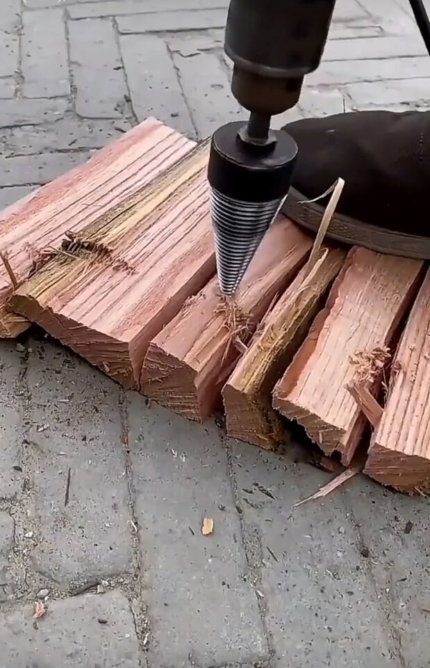 Log Wood Splitter Firewood Breaker Drill Bit Screw Cone Driver Fit Hex S... - $18.69