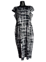 Lunajany Sheath Dress Black White Geometric Cap Sleeve Womens Large New ... - $39.60