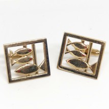 Vintage Mens Swank Fish Gold Tone Design Mid Century Cufflink Set - £20.69 GBP