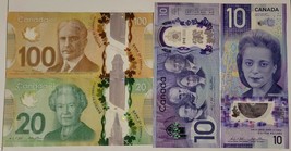 Canada Four Notes Lot From 2017 - 2020 $10 - $100 Polymer No Reserve - $233.36