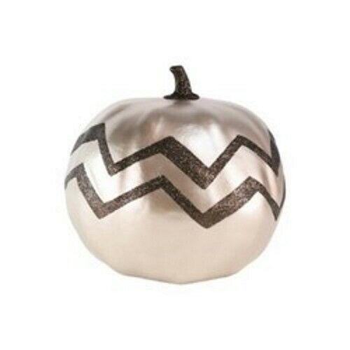 Large Harvest Pumpkin Chevron Metallic Gold (1) - $1.78