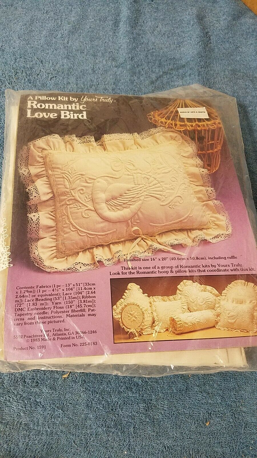 Vtg Embroidery Pillow Kit Romantic Love Bird by Yours Truly 16" x 20" New Sealed - $8.55