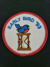 Vintage 1993 Girl Scouts Early Bird &#39;93 Patch 2.5&quot; NOS Blue Bird Hourglass - £7.83 GBP