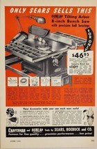 1952 Print Ad Sears Dunlap Tilting Arbor Bench Saws &amp; Craftsman - £9.16 GBP