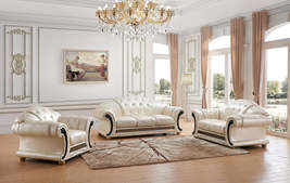 Pearl Leather Sleeper Sofa Set Made in Italy - £5,581.82 GBP