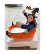 PARTYLITE HALLOWEEN PUMPKIN WITCH JAR/PILLAR CANDLE HOLDER *RETIRED* P8212 - $22.76