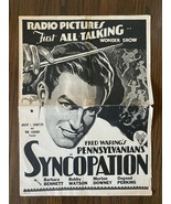 *SYNCOPATION (1929) RKO&#39;s 1st Released Film &amp; 1st Sound Muiscal Oversize... - $204.50 CAD