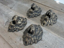 4 CAST IRON LION HEAD DECOR PIECE ORNAMENT DOOR ENTRY WAY GOOD LUCK BLAC... - $406.55 MXN