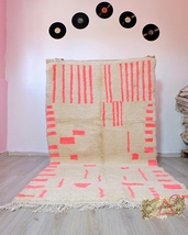 Pink Beni ourain rug, Authentic Moroccan rug, Berber carpet, Genuine Wool rug - £845.93 GBP