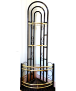 4 Tier Corner Etagere Shelf Plant Stand Brass/Black Metal Arched Hollywood Regen - $494.99