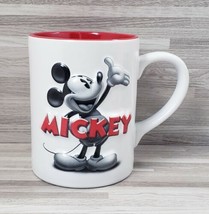 Disney Mickey Mouse Embossed 16 oz. Stoneware Coffee Mug Cup White Black... - £14.07 GBP