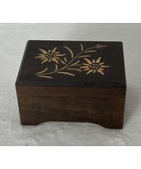 Small Floral Inlaid Hinged Wooden Music Box Swiss Movement  4.25 x 3 x 2.5 - £11.62 GBP